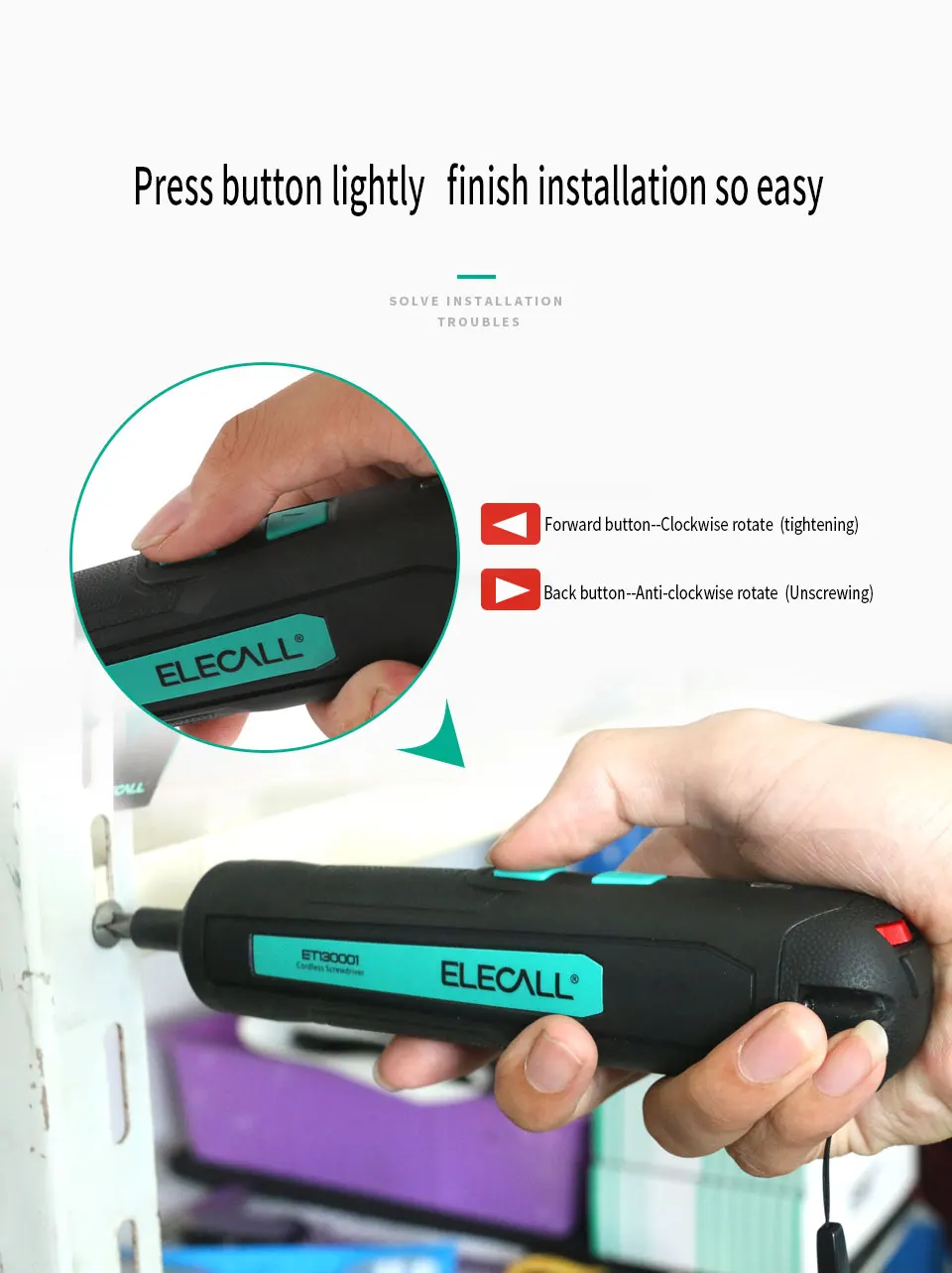 ELECALL ET130001 Мини Электрическая отвертка электрические аккумуляторные USB литиевые батареи 3,6 В аккумуляторная дрель электроинструмент