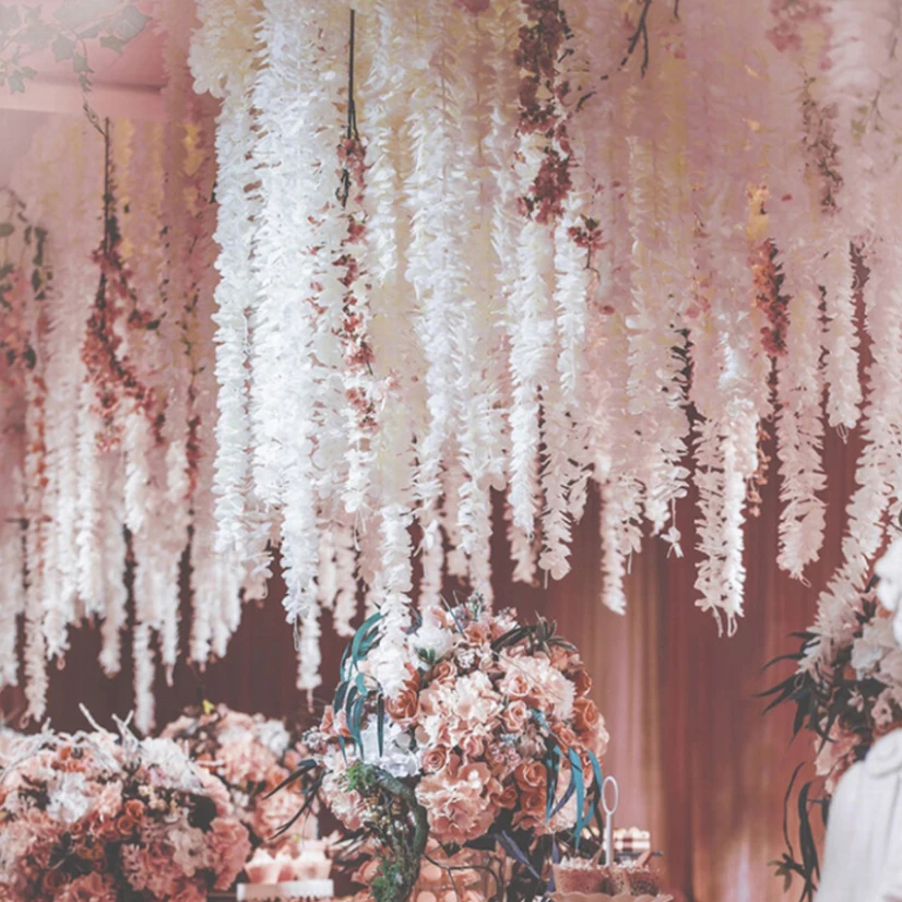 Свадебное украшение 10 шт. 100 см искусственные цветы из ротанга розовые белые