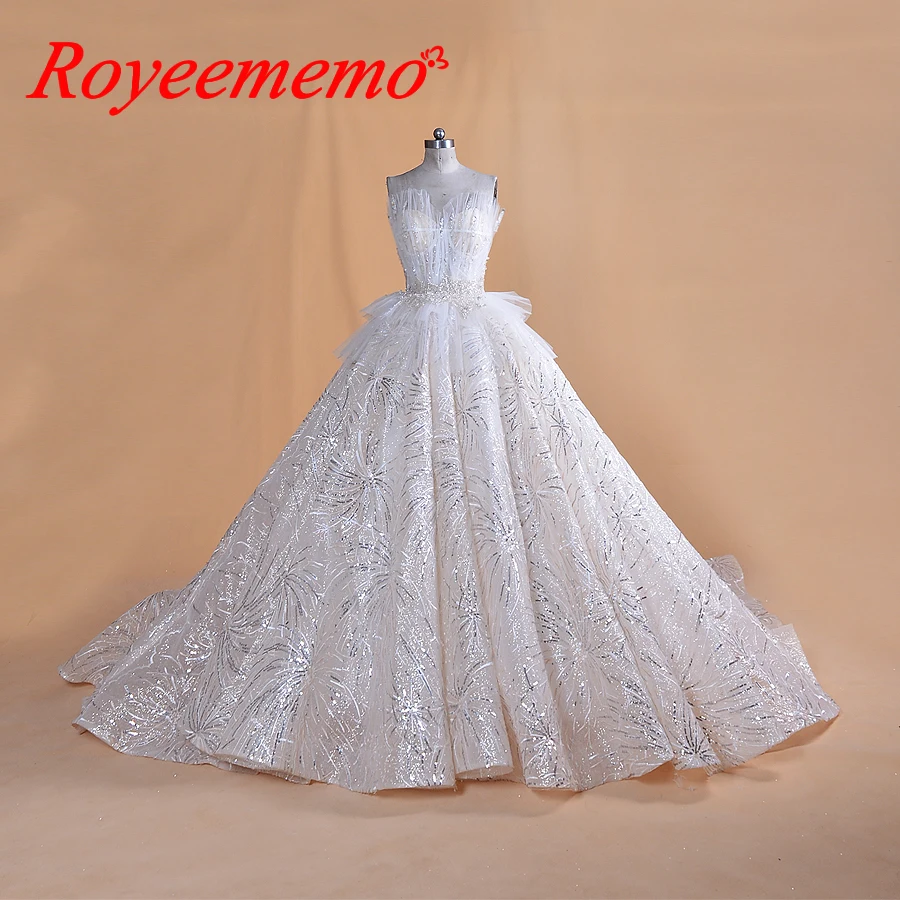 Новинка 2020 роскошный дизайн бальное платье Королевский Шлейф Свадебное