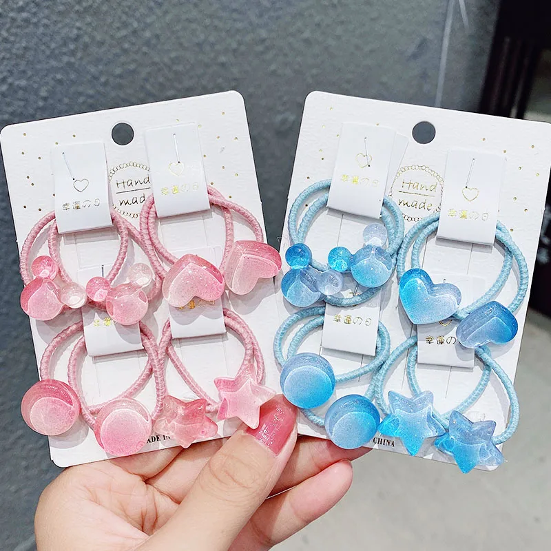 8 шт./компл. новые милые эластичные повязки для волос с красочными сердечками и