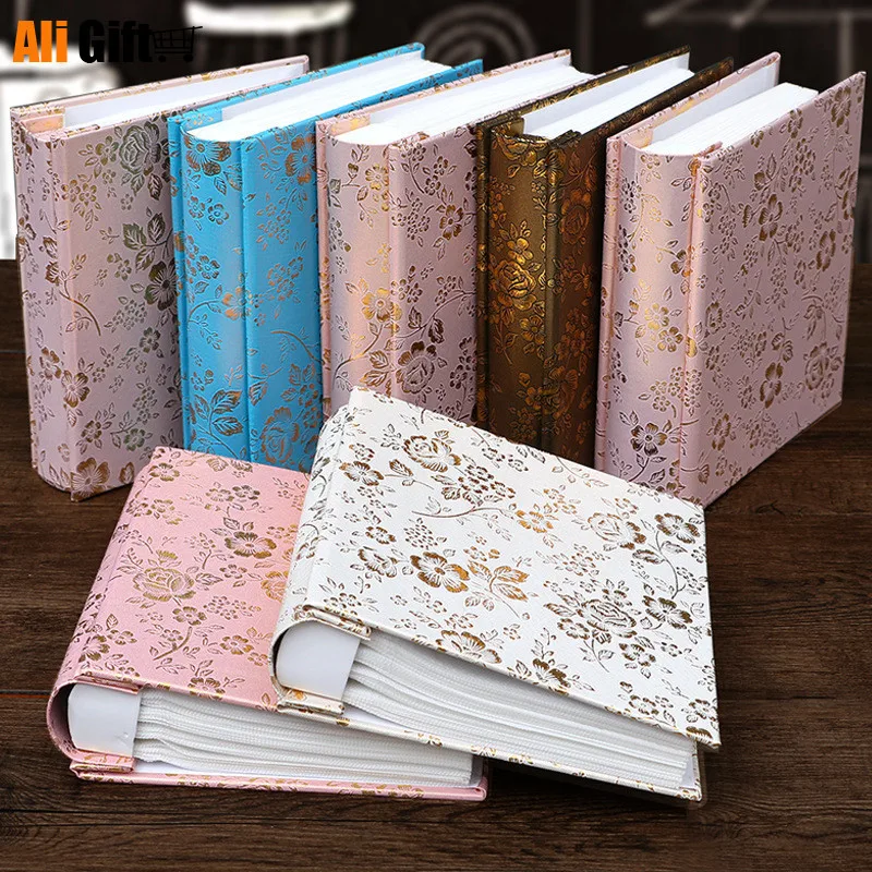 Фотоальбом 6 дюймов кожаный Цветочный ящик для хранения 100 листов альбом детей и