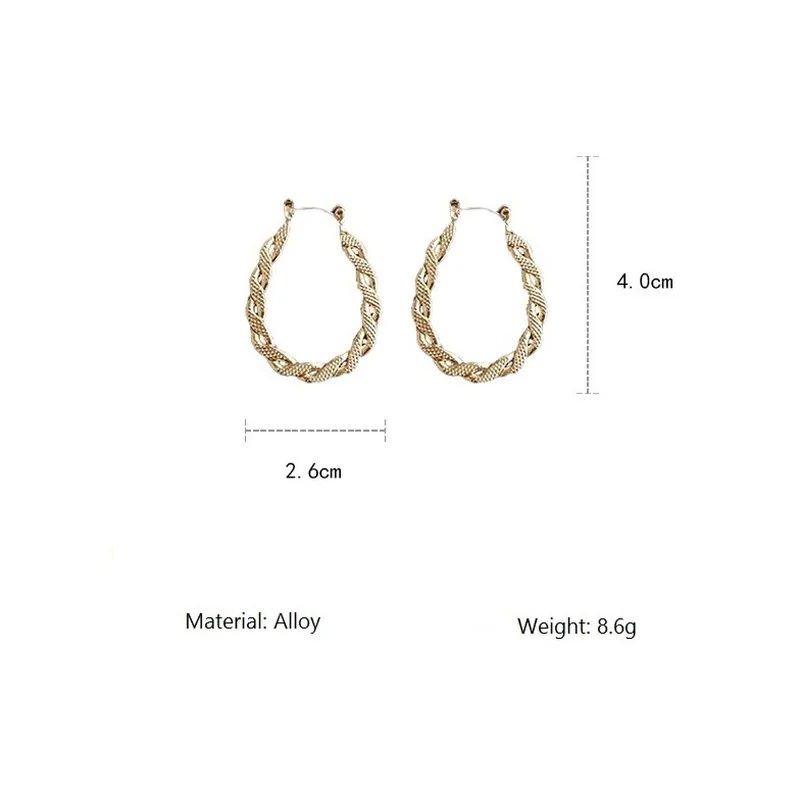 

New Arrival Trendy Simple Metal Geometric Twist Hoop Earrings For Women Fashion Gold Color Metal Party Pendiente