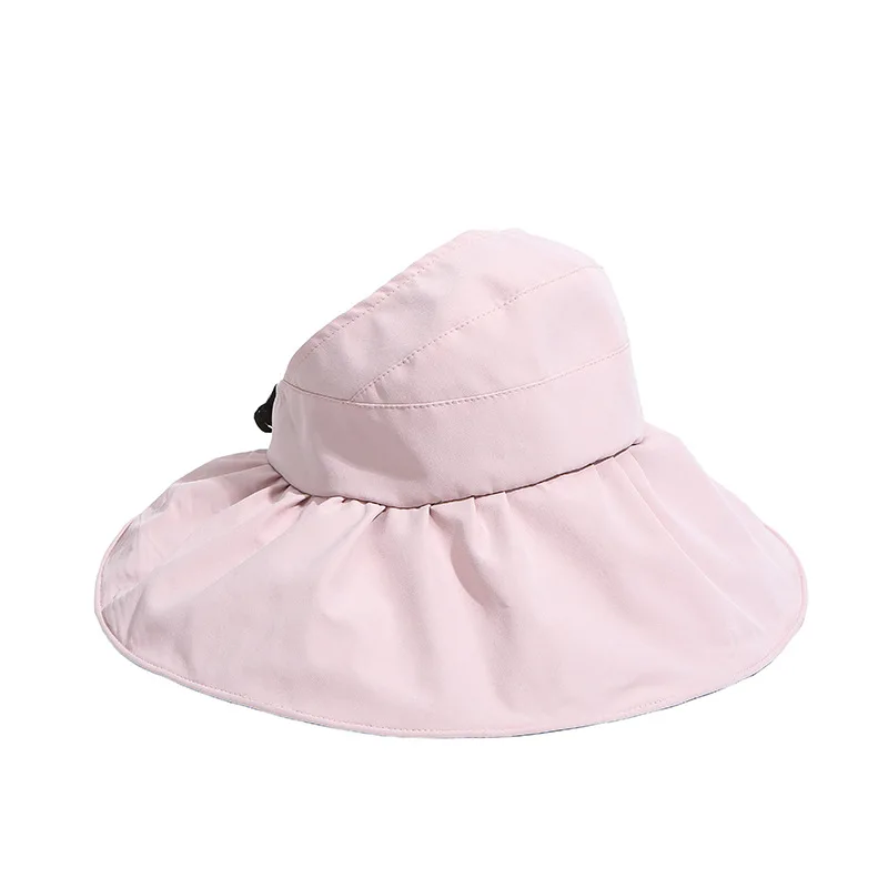 

2021 Ladies Sun Hat Black Glue Anti-UV Ultraviolet Large Eaves Sun Hat Spring/Summer Beach Top Cover Face Sun Hat
