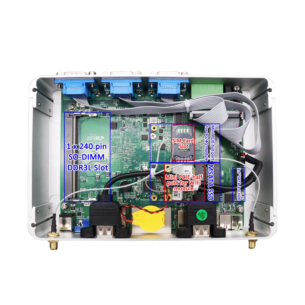 Недорогой промышленный мини-ПК Celeron J4125 Core i3 6157U DDR3 2 Intel Lans 6 COM Windows 11 прочный