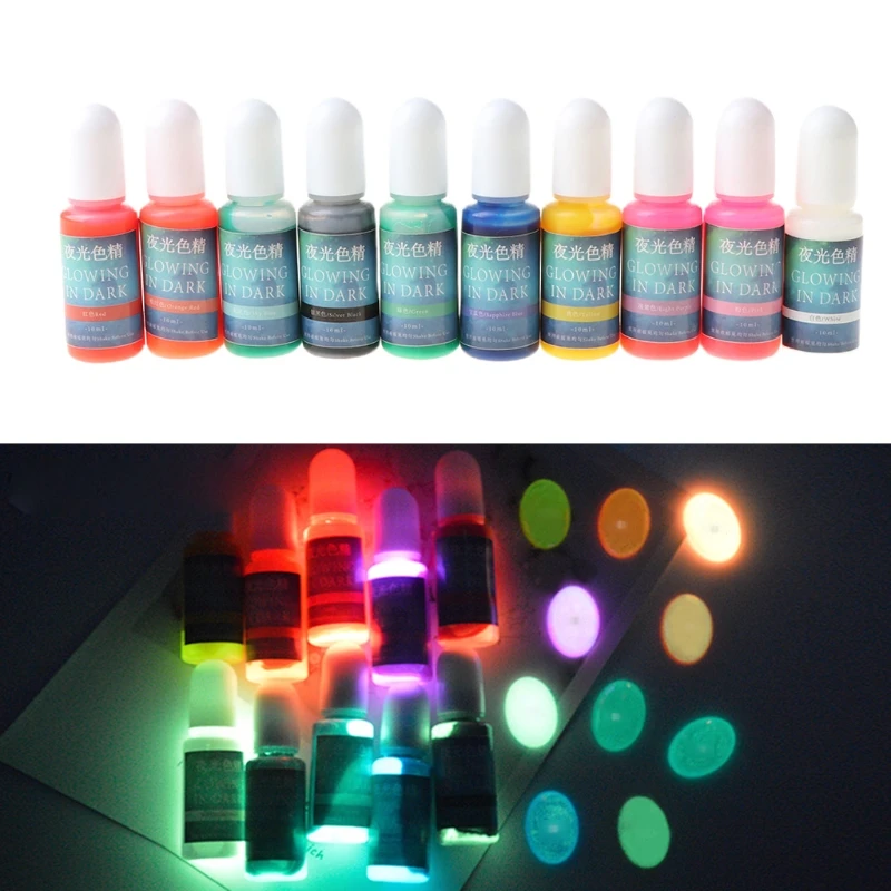 

10 Colors Glowing in Dark Epoxy Resin Pigment Luminous Colorant Jewelry Making