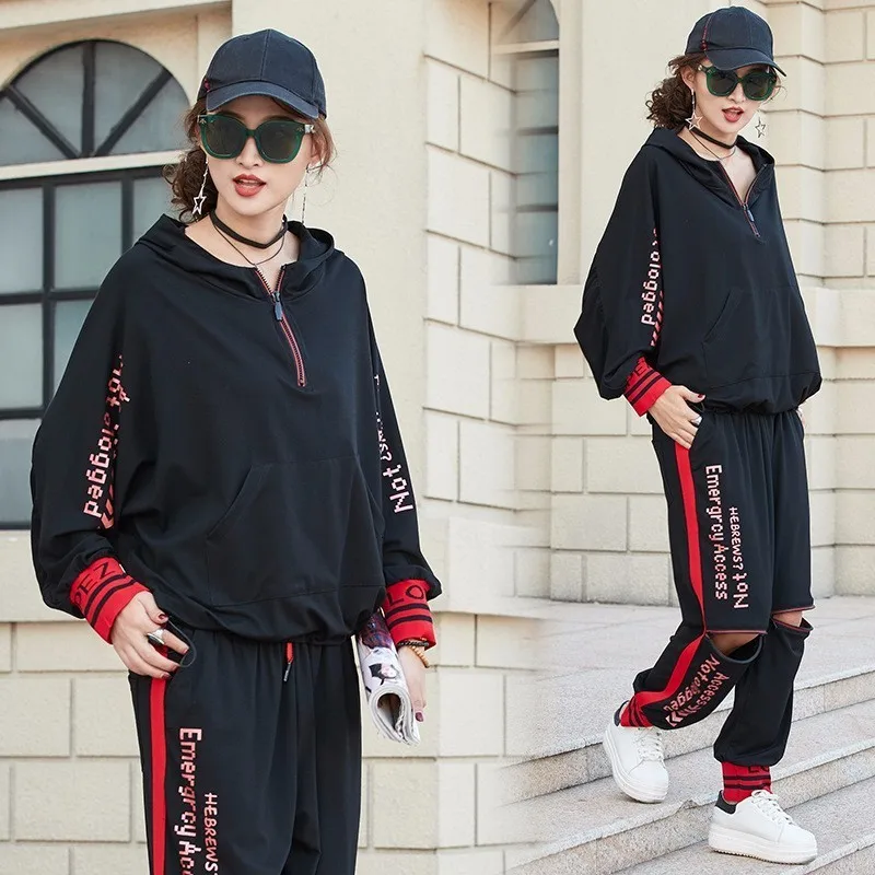 

SOUL OF TIGER 2020 Spring Fashion Ladies Casual Printed Tops And Pants Womens Oversized Two Piece Sets Fitness Female Tracksuits
