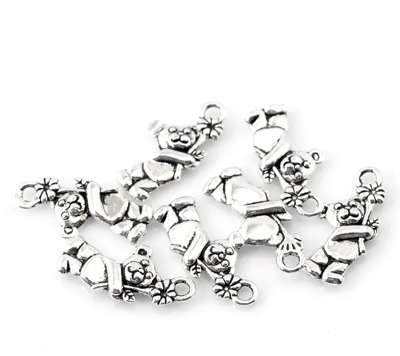 Подвески DoreenBeads из цинкового металлического сплава подвески в виде медведя