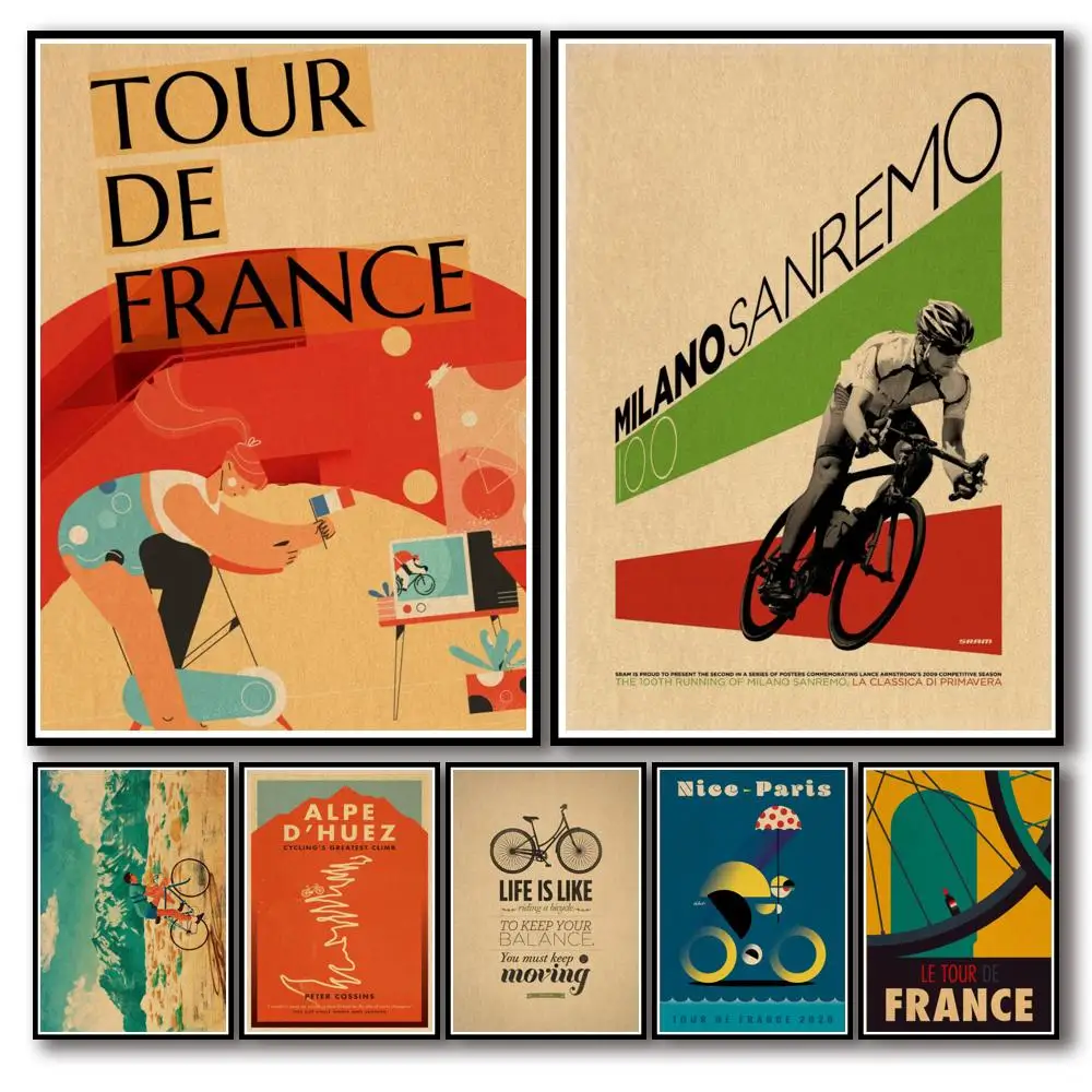 

32 дизайна, классическое путешествие по Франции, искусство на стену, живопись, Винтажный велосипед, стиль, украшение комнаты 1