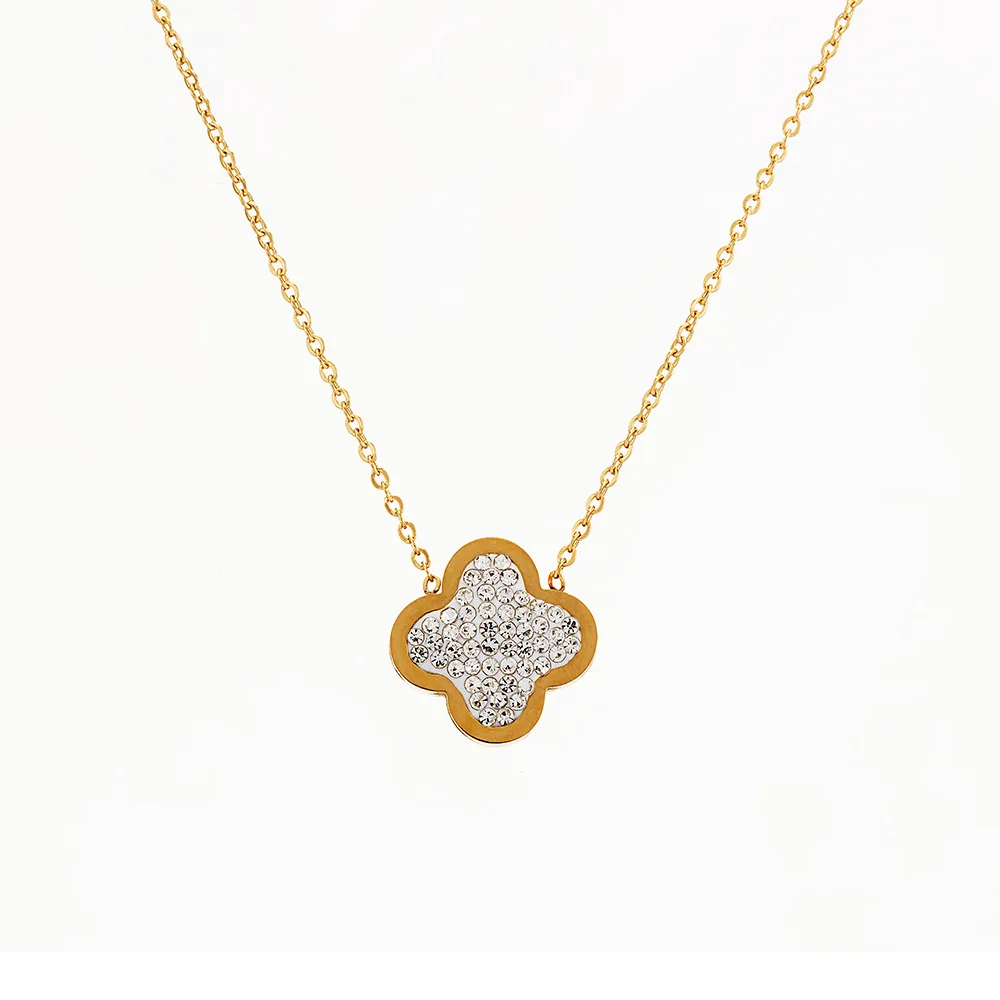 

Mori women's four leaf clover diamond necklace