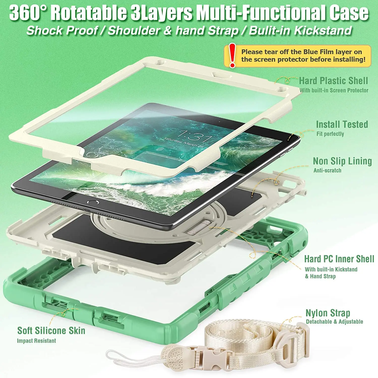 tablet case for ipad 6th 5th generation 9 7 heavy duty rubber kids shell with screen protector cover for ipad air 2 pro 9 7 case free global shipping