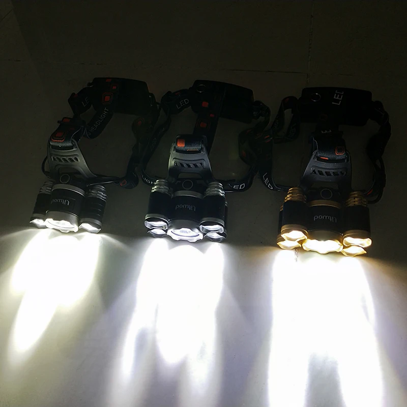 30000LM Headlamp 5 LEDS Zoomable LED Lens XM-L T6 Headlight Head Lamp Lighting Light Lantern Rechargeable For Fishing | Лампы и