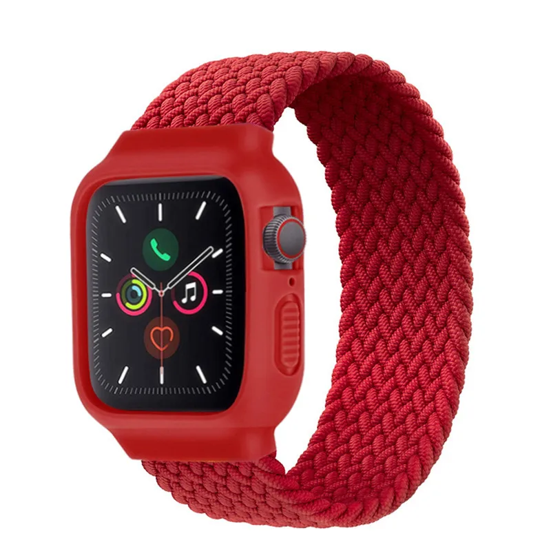 Чехол и ремешок для Apple Watch Band 44 мм 40 iWatch band 38 42 эластичный плетеный соло браслет watch