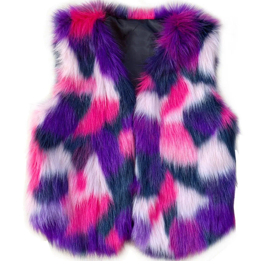 Color imitation fox fur grass vest female women warm jacket waistcoat | Женская одежда