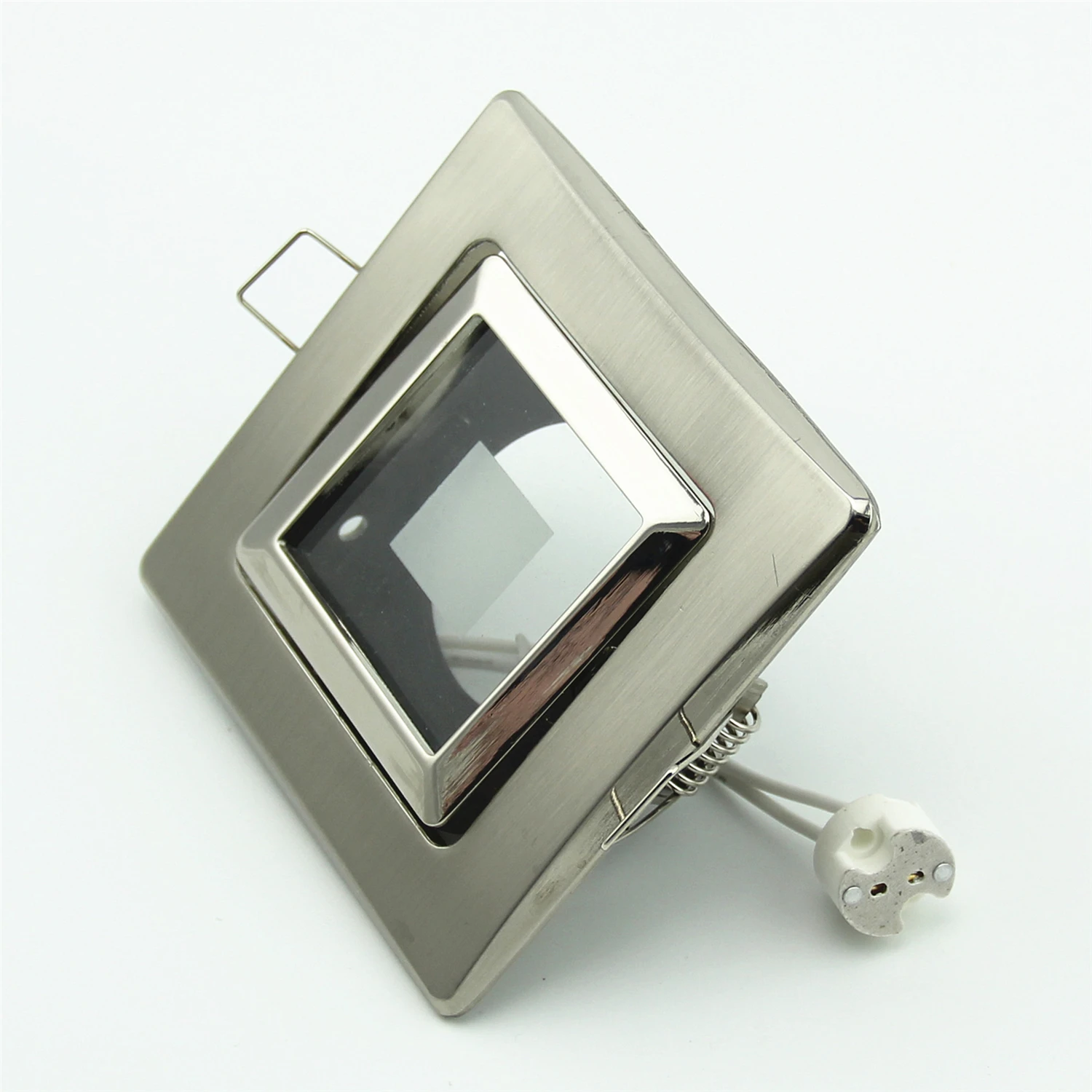 Zinc Alloy Square white/Satin Nickel MR16 GU10 LED Spotlight Trim Ring Fixture Fittings Led Ceiling Lamp Frame Cutout 85mm | Лампы и