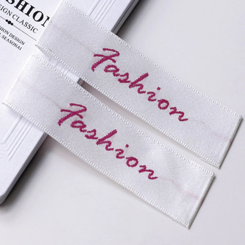 Индивидуальные (1000 шт./лот) тканые этикетки для одежды с логотипом бренда