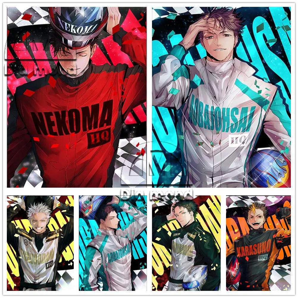 

Full Drill Diamond Painting Anime Haikyuu Racing Suit Mosaic Cross Stitch Kits 5D Diy Diamond Embroidery Home Decoration Gifts