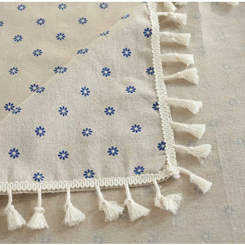 

Pastoral Rectangular Linen Cotton Cloth Tablecloth Fabric Daisy Flower Printed Home Kitchen Dining Room Table Cloths Ornament