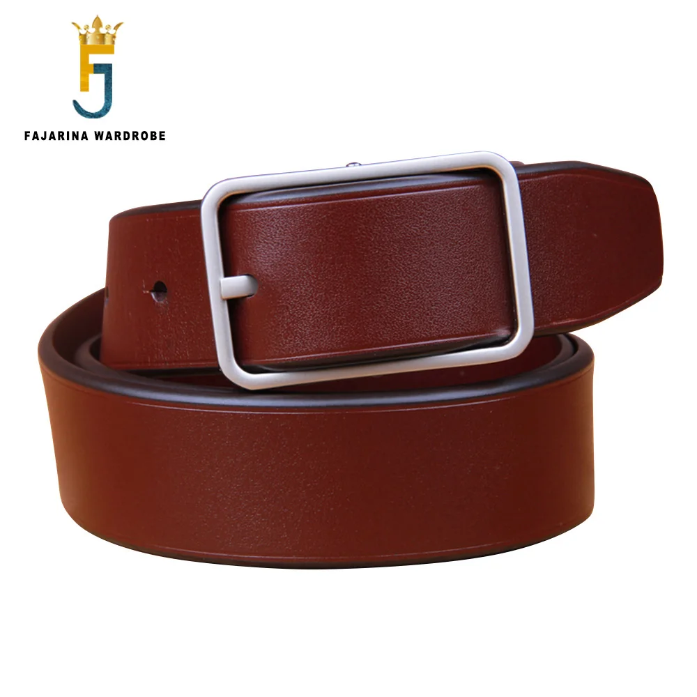 FAJARINA Top Quality Design 100% Pure Smooth Cow Skin Leather Belts Straps Male for Men Retro Styles Belt 3.3cm Width N17FJ947