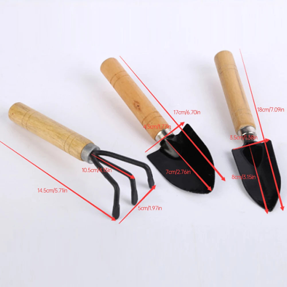 

Hot Sale Garden Tools Set Mini Portable Garden Hand Kit with Spade Rake Spade Gardening Gifts Kit for Succulent Plants 3PCS