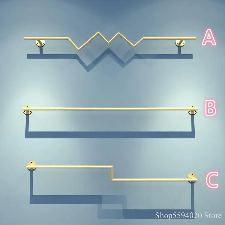 Современная простая лестничная полка Золотой Железный магазин одежды стеллаж