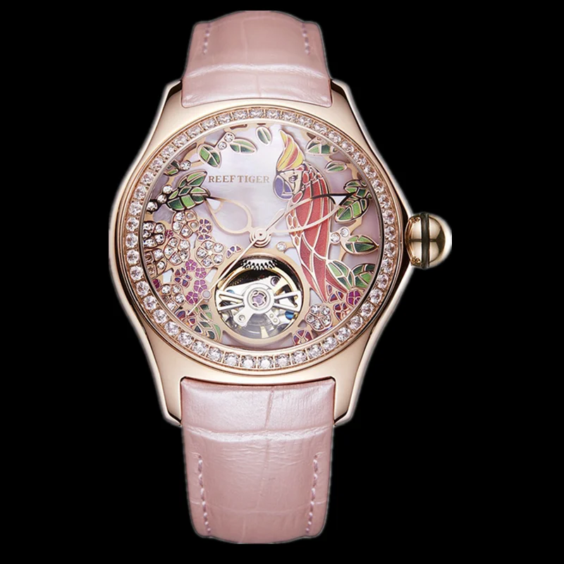 2020 Reef Tiger/RT женские роскошные модные часы с бриллиантами автоматические