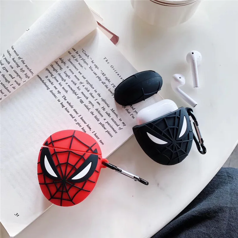 Чехол для наушников с изображением Человека-паука, Bluetooth, для Airpods, милый защитный чехол для Airpods 2, аксессуары с брелком, 3D, супер герой, дизайн