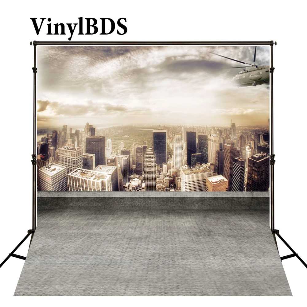 

VinylBDS Future city Backdrops Sunset Over the City Background Sunny White Clouds Photo Large Size Seamless Photo