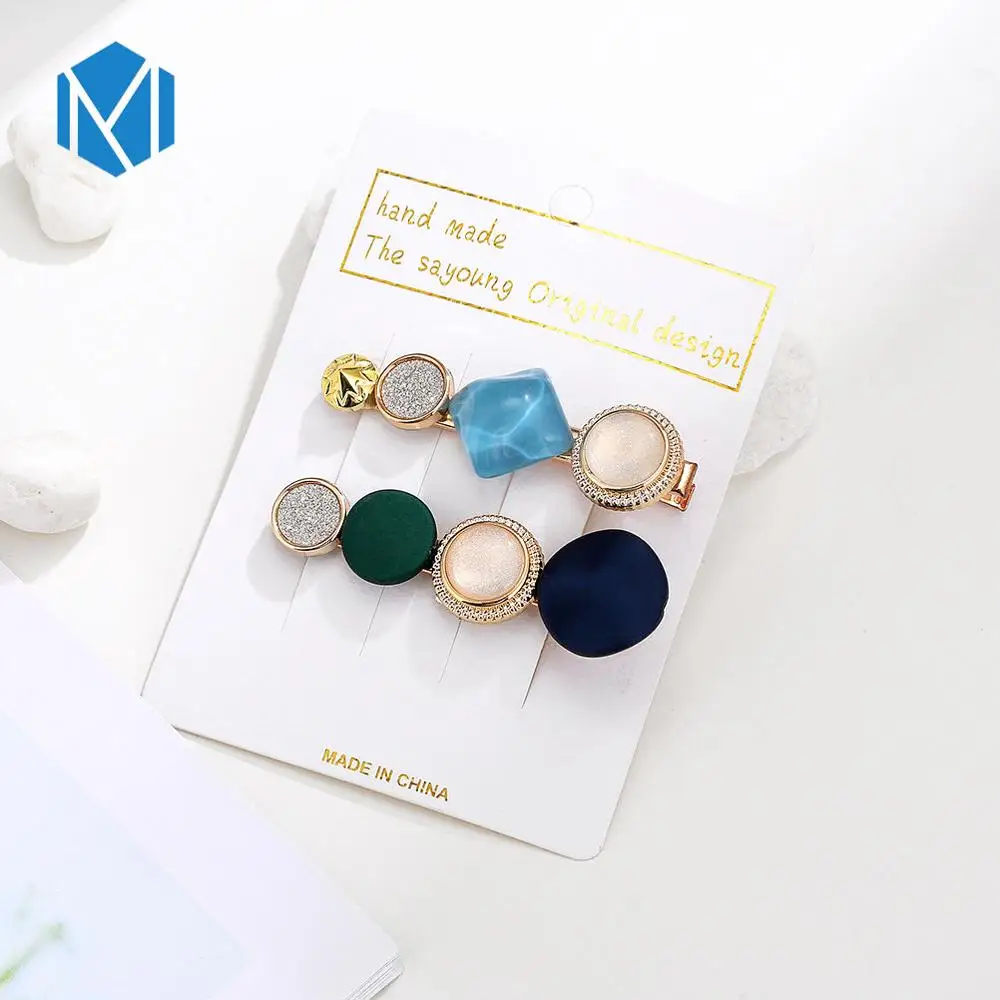 2pcs green blue M MISM INS Круглый корейский Кристалл Сплав заколки для волос Макарон цвет заколки BB шпильки Заколки для женщин обувь девочек аксессуары для волос - Цвет: 2pcs green blue