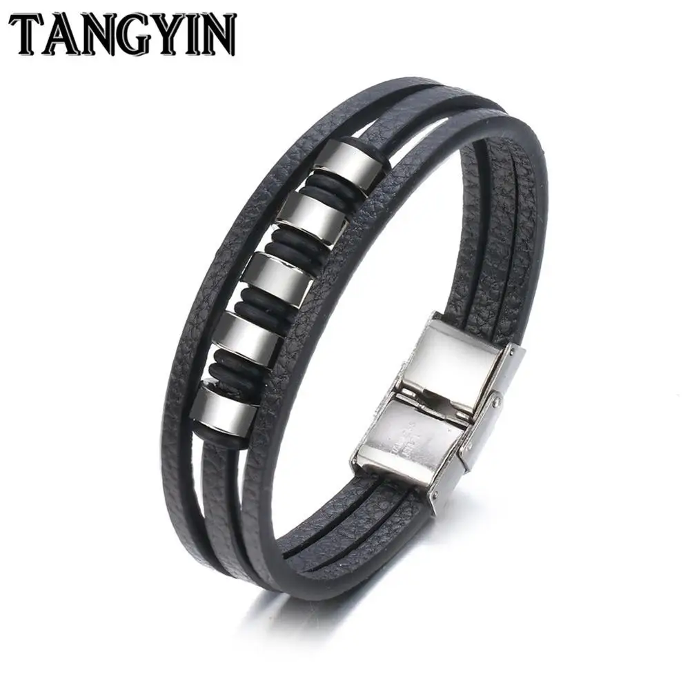 Новый дизайн многослойный Плетеный браслет TANGYIN из натуральной кожи ручной
