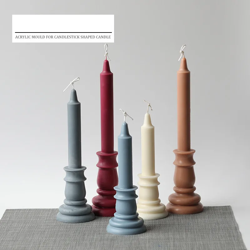 

Retro Europen Acrylic Candlestick Candle Mold DIY Aroma Candle Making Plastic Rod Mold Candle Gift Christmas New Year Home Decor