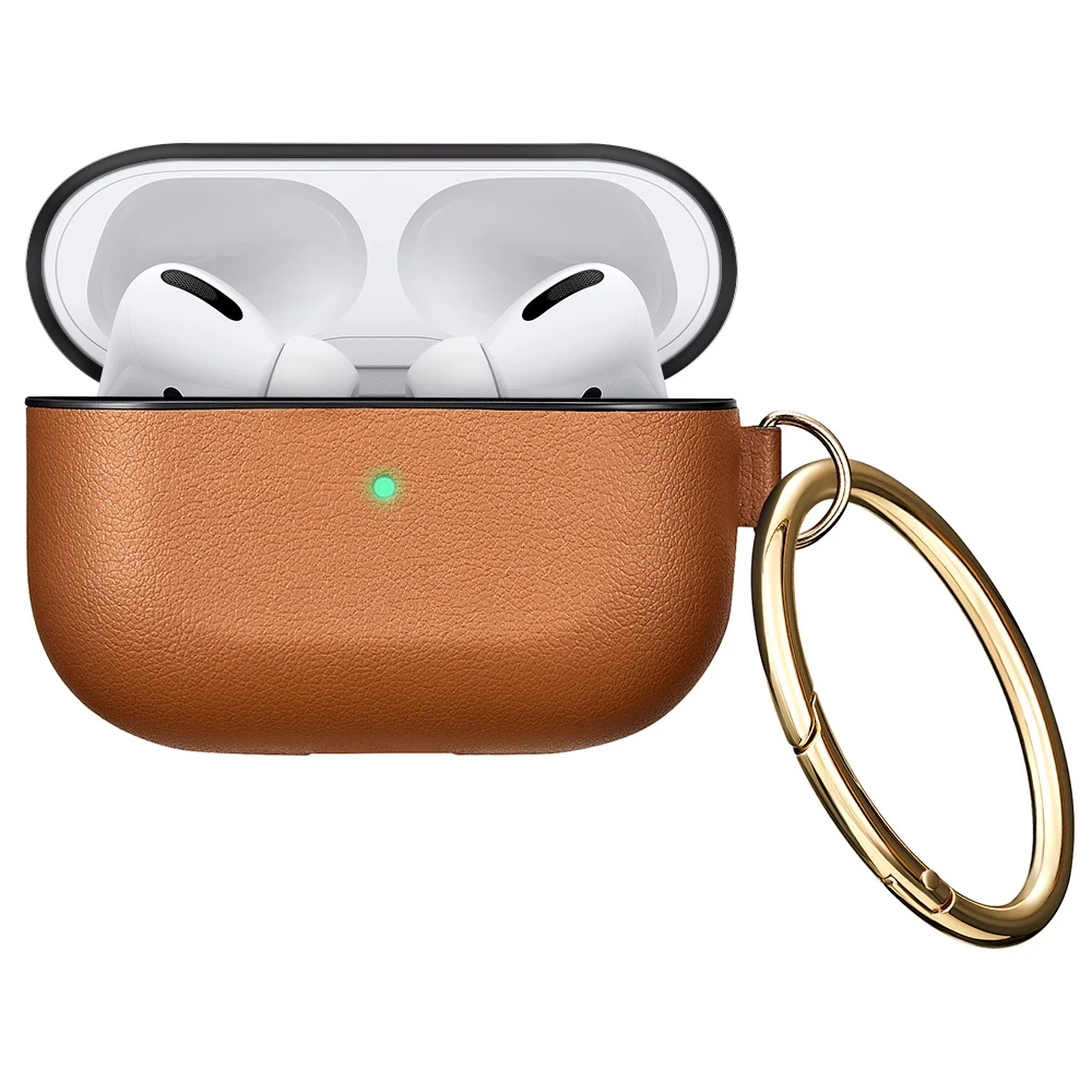 Кожаный чехол Bonola для Airpods Pro, противоударный защитный чехол s для Airpods 3 с чехлом-брелком для наушников Apple