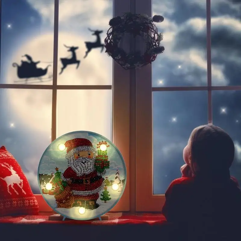 Утолщённой меховой опушкой DIY алмазная живопись Светодиодный лампа частичная