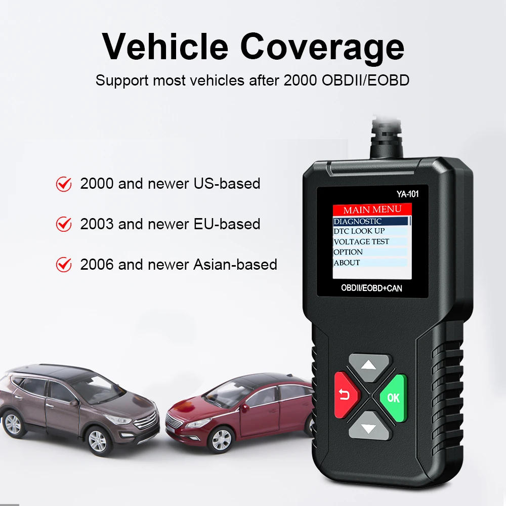 Автомобильный доктор полный OBD2 сканер YA101 для детей возрастом от 12V автомобильный