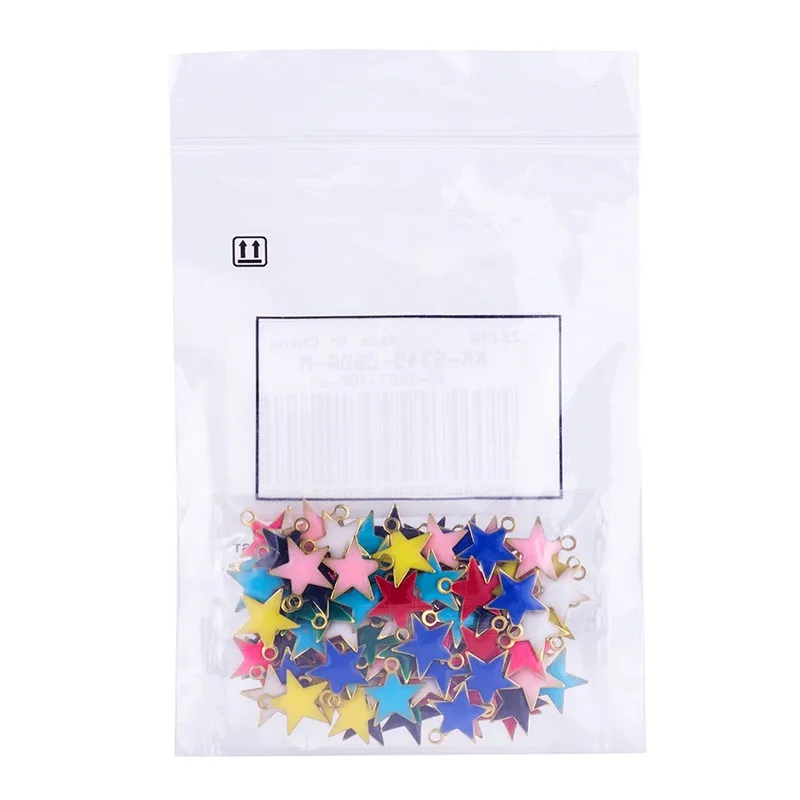 100pcs Mixed Color Small Star Brass Charms Pendants with Enamel Sequins for Jewelry Making DIY Bracelet Necklace 10.5x10x1.5mm | Украшения