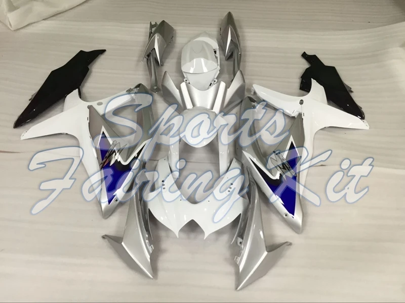 Наборы для тела GSX R750 2008 2010 K8 Белый Серебряный набор всего GSXR 600 Abs обтекатель 750 09