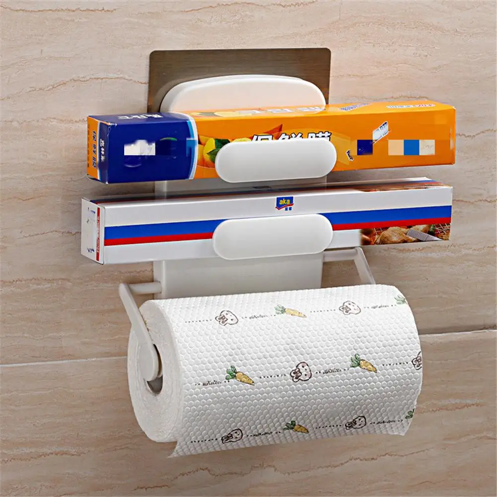 

Kitchen Cling Film Cutting Holder Storage Rack Paper Towel Holder Kitchen Organizer