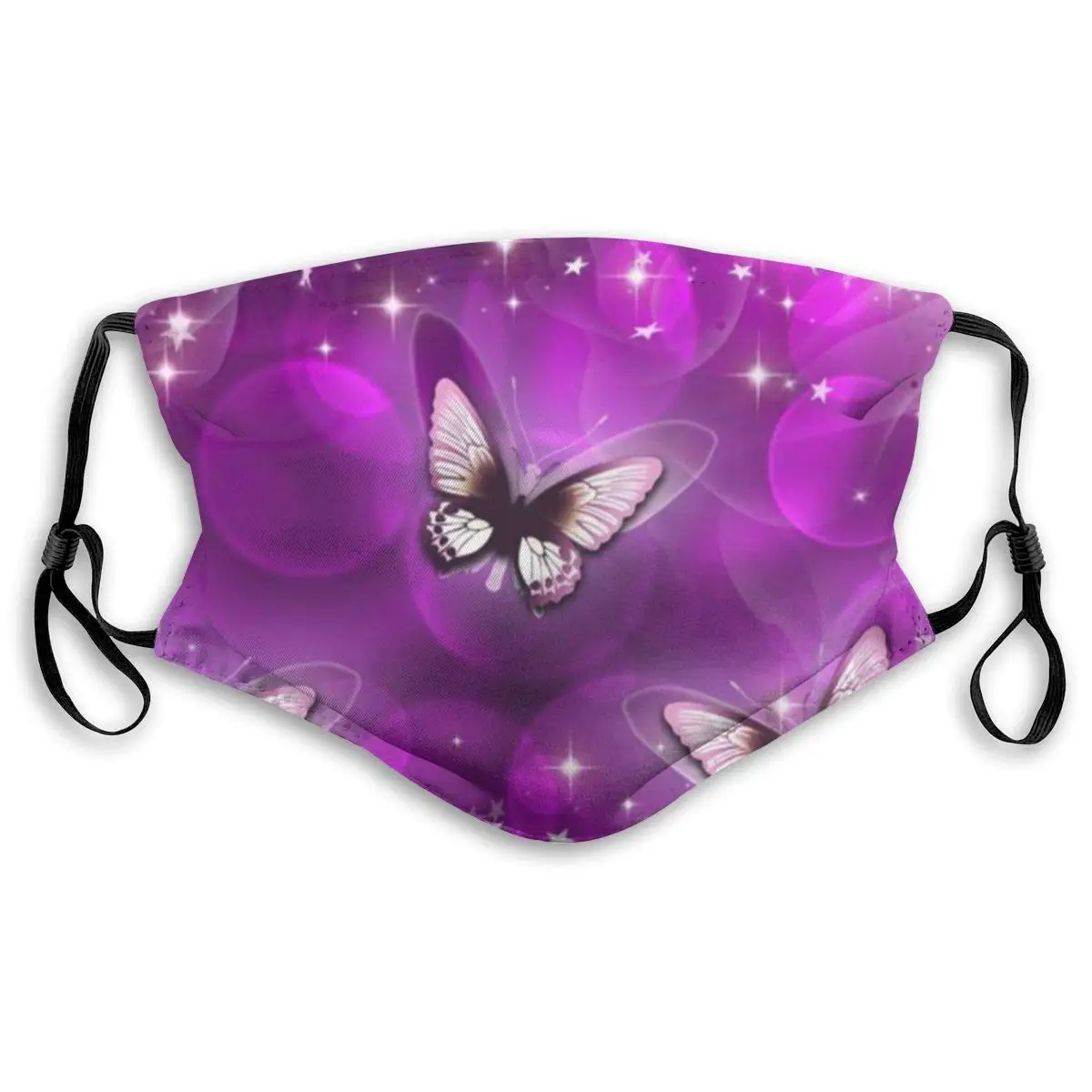 

Stars And Butterflies Printed Dust Mouth Mask With Replaceable Filters, Reusable Breathable Mask For Women And Men