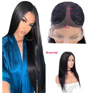 Парик из натуральных прямых волос для чернокожих женщин, 13x1, с орнаментом, парики из бразильских волос, Т-образный парик из натуральных волос 100%