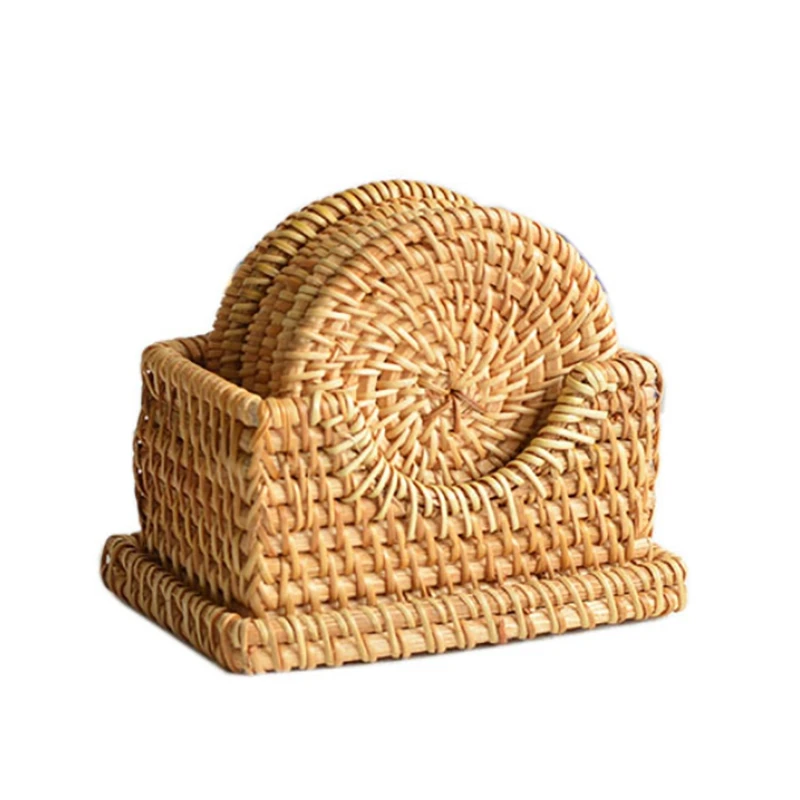 

Round Table Cushion Hand-Woven Good Quality Rattan Coaster Potholder Bowl Pad Teapot Mat Placemat Tea Ceremony