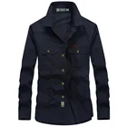 Мужская однотонная хлопковая тактическая рубашка-карго с длинным рукавом, размеры до 6XL