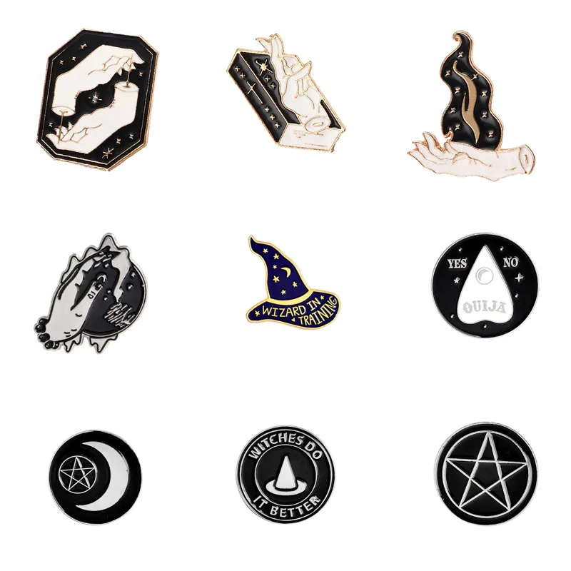 Punk Dark Brooch Collection Enamel Pins Witch Magic Button Metal Badge Halloween Gift Jewelry | Украшения и аксессуары