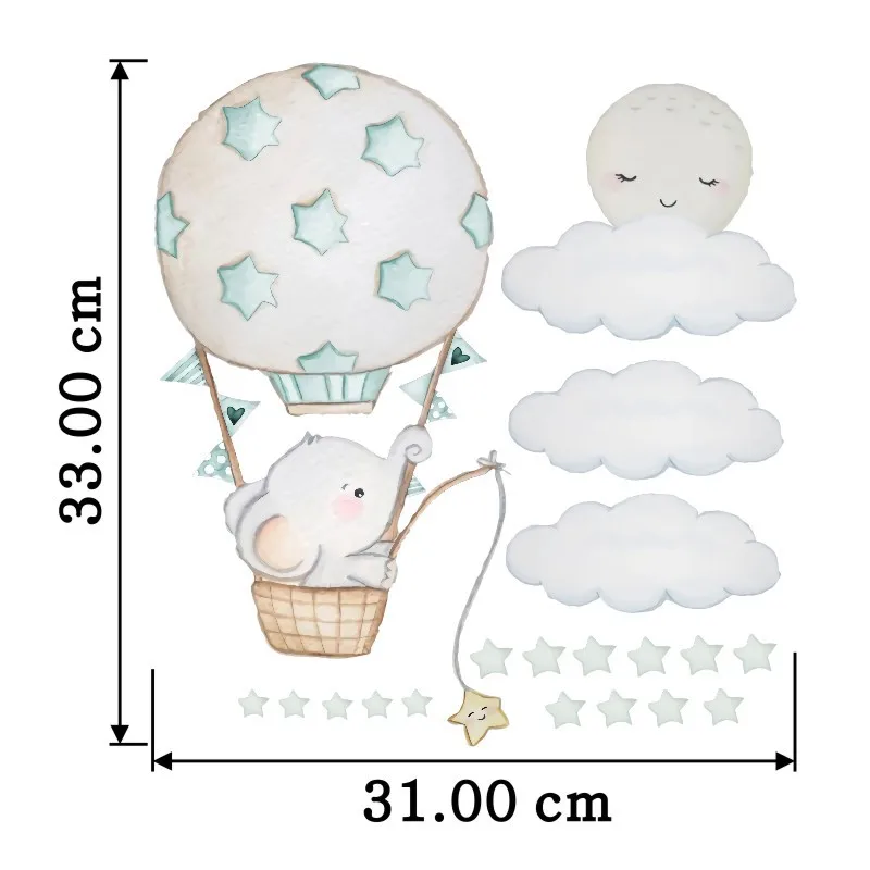 

1Set Hot-air Balloon Elepant Wall Stickers Self-Adhesive Creative Stickers Kids Baby Room Decor Wall Cartoon Decortive Stickers