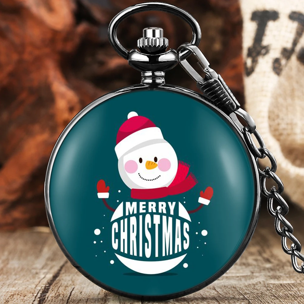 Pocket Watch Gift Set Merry Christmas Cute Snowman Presents with Box Gifts 2022 Happy New Year Xmas for Men Women Kids Children