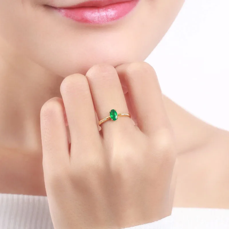 

BLACK ANGEL 24K Gold Luxury Emerald Gemstone Bride Adjustable Ring For Women Wedding Party Jewelry Wholesale Christmas Gift
