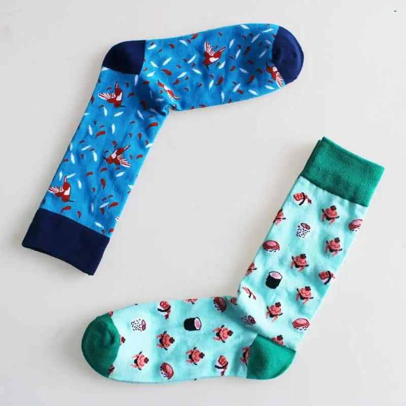 

2 Pairs Men's Socks Spot New Cartoon Trend Tube Socks Fashion Happy Socks Meias Delicate Absorbent Sweat Breathable Tide Cotton