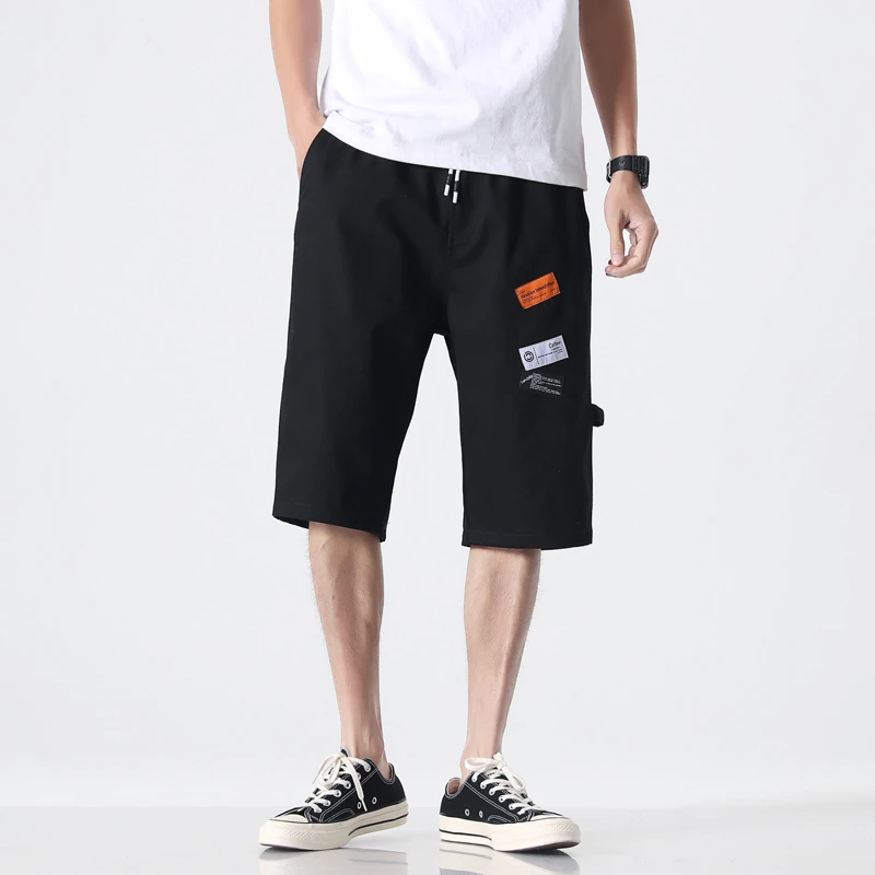 Мужские хлопковые шорты с принтом повседневные свободные пляжные до колен