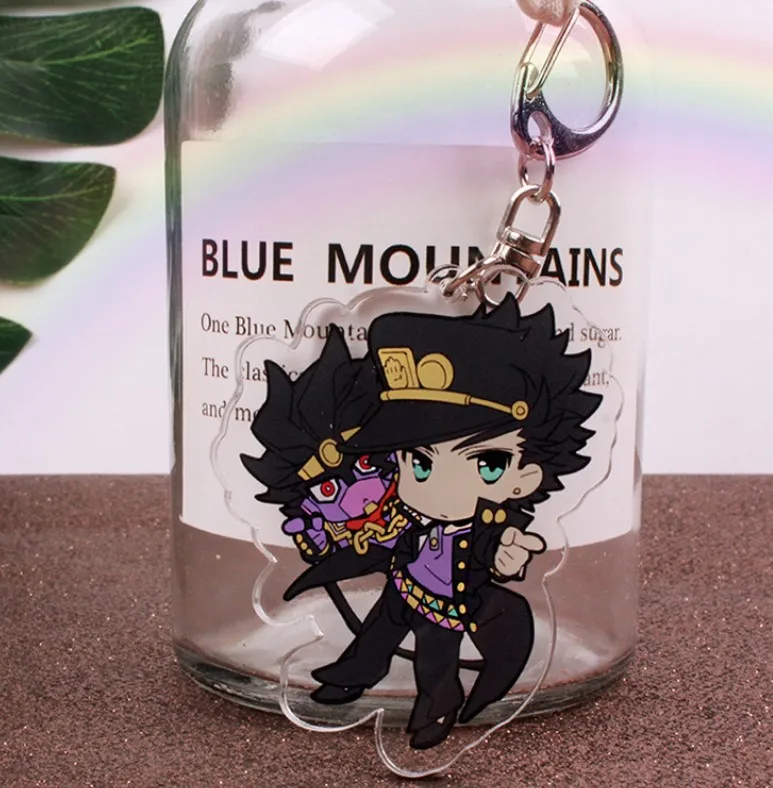 as pictured Anime JoJos Bizarre Adventure Golden Wind Kujo Jotaro Acrylic Figure keychain Keyring Decoration Collection Model Toy Cosplay - Color: as pictured
