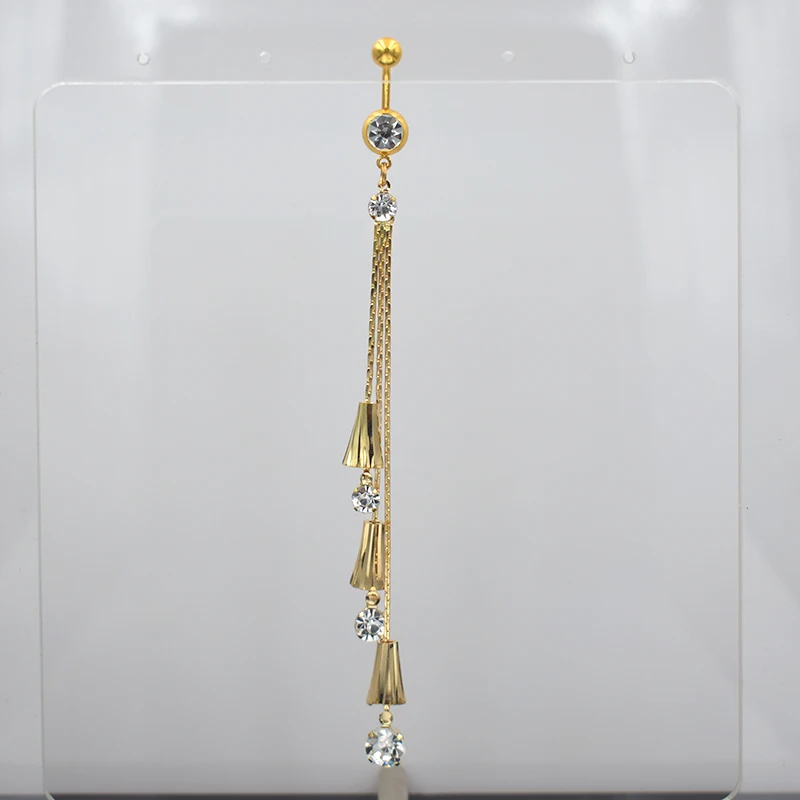 Fashionable stainless steel tassel belly button nail personality body piercing jewelry bell pendant gold color 2020 summer gift | Украшения