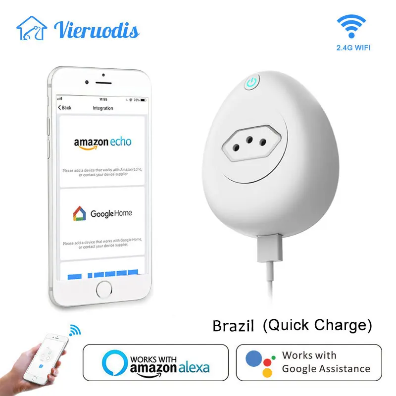 Умная бразильская вилка BR Wifi розетка Мощность монитор энергии 15а с 2,1 в USB Голосовое управление Alexa Google Home Tuya умная жизнь