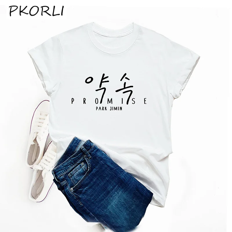 Женская футболка в Корейском стиле Kpop летняя хлопковая с коротким рукавом и